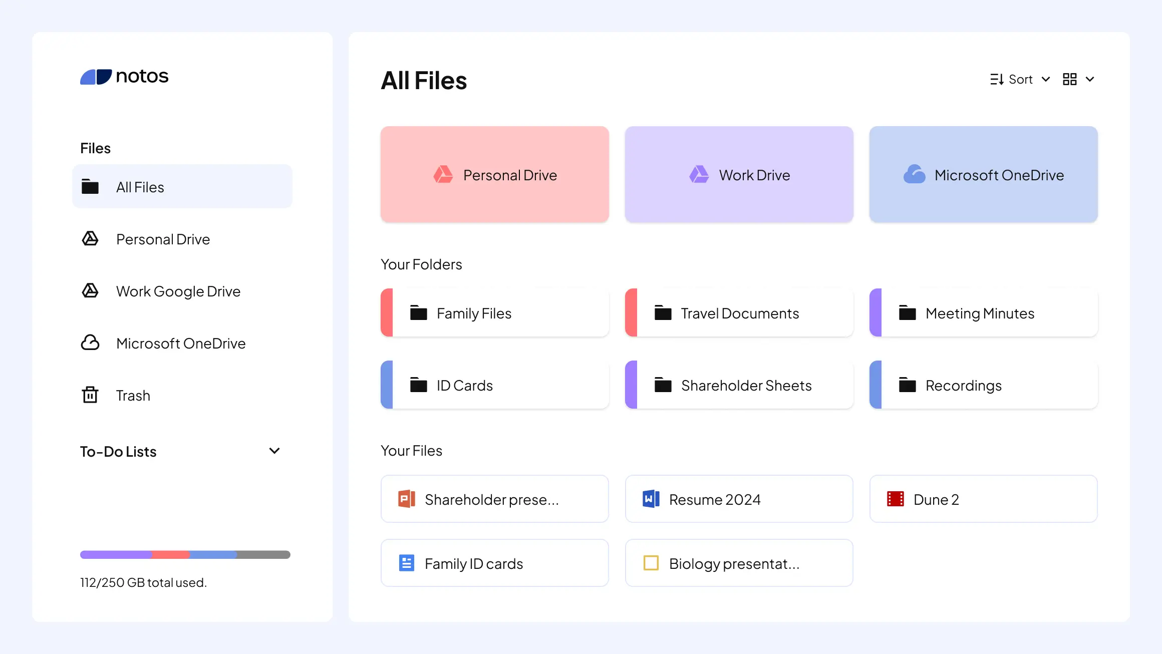 A mockup of the Notos Cloud app main dashboard.